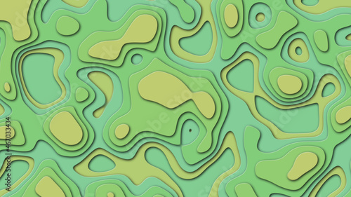 Green background on theme geodesy or topography. Abstract topographic background. Abstract elements make up relief earth. 