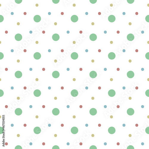 Seamless pattern in large green polka dots
