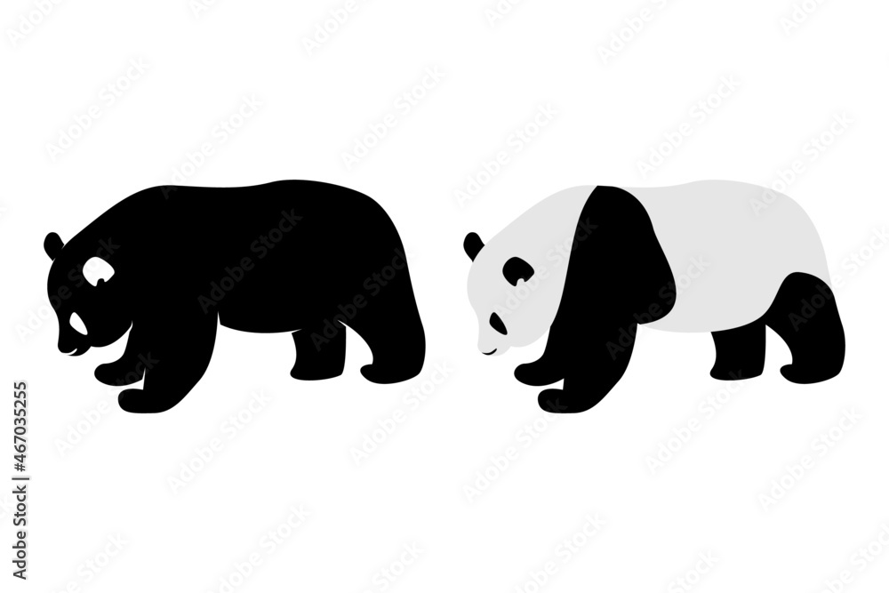 Silhouette Panda Vector. Isolated Panda in White Background Silhouette Panda Vector. Isolated Panda in White Background
