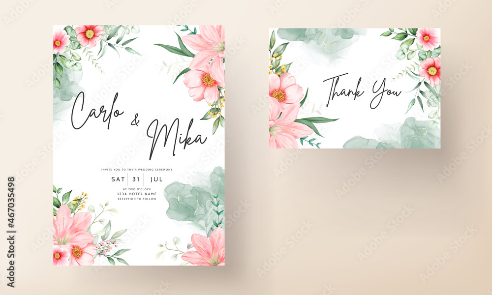 Obraz premium watercolor wedding invitation beautiful flower template