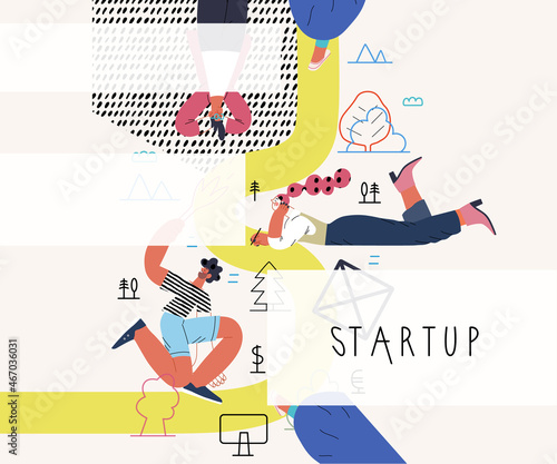 Startup illustration. Concept of building new business