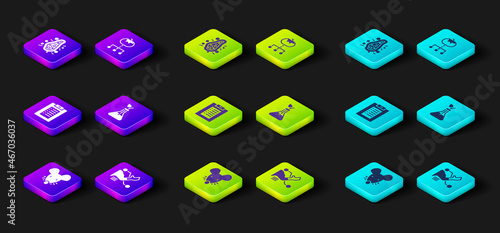 Set Experimental mouse, Prosthesis hand, Clinical record, Plant breeding, Genetically modified food and Bacteria icon. Vector