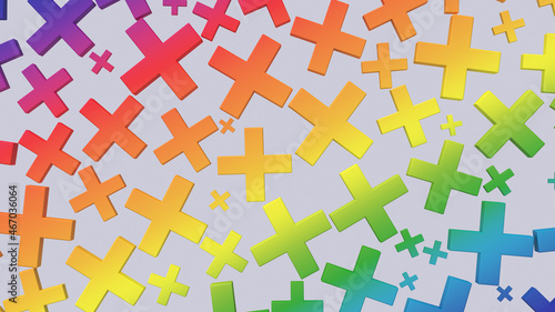 Rainbow crosses  colorful pattern. Abstract illustration  3d render.