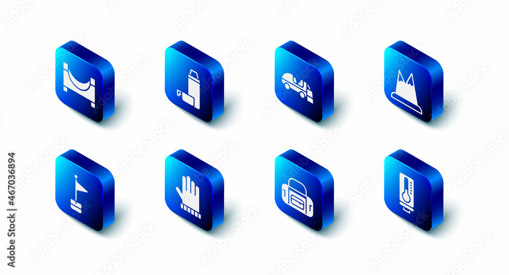 Set Thermos container, Ice resurfacer, Mountains, Meteorology thermometer, Sport bag, Christmas mitten, Location marker and Skate park icon. Vector Set Thermos container, Ice resurfacer, Mountains, Meteorology thermometer, Sport bag, Christmas mitten, Location marker and Skate park icon. Vector