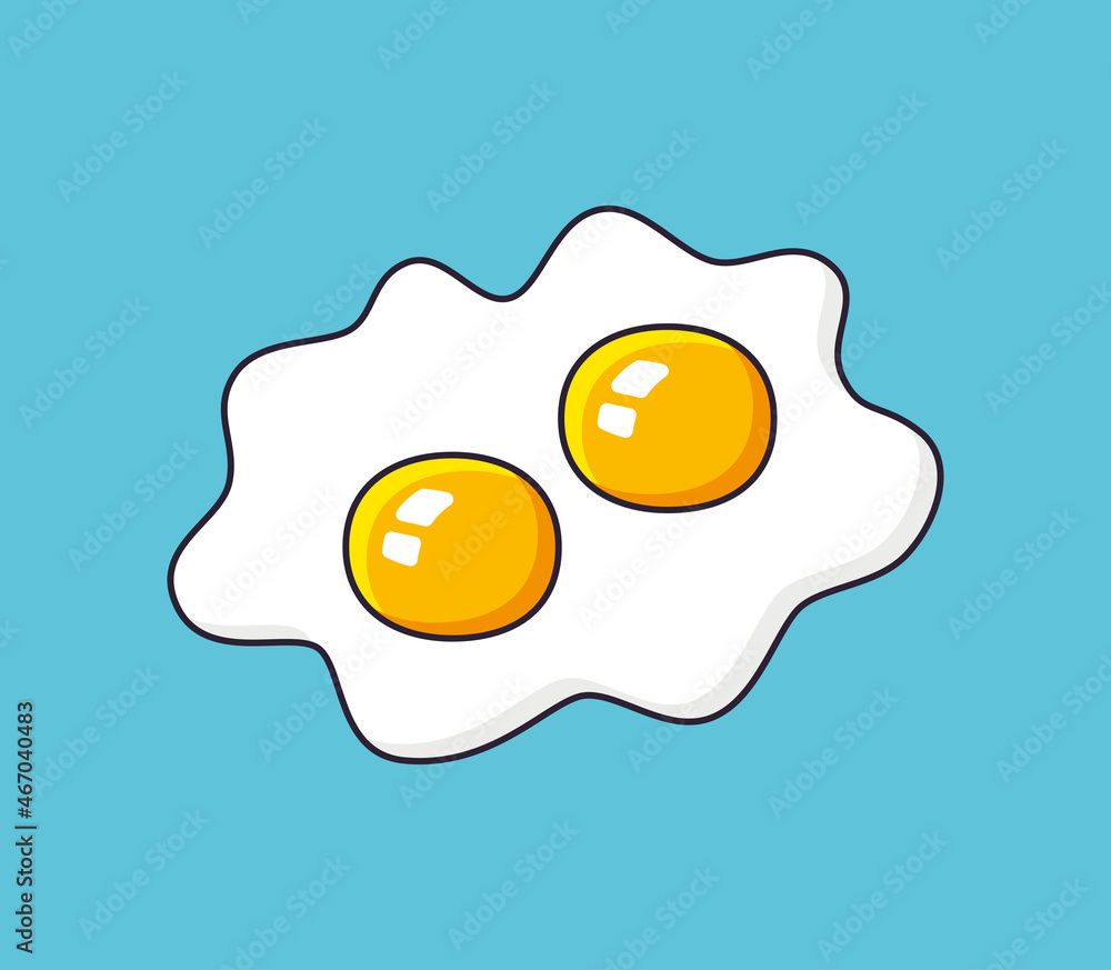 Two fried eggs isolated cartoon vector icon Two fried eggs isolated cartoon vector icon