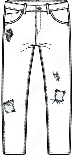 Men's PANTS vector illustration, Pants flat sketch, menswear fashion. PANTS flat sketch template, Mens trousers design.