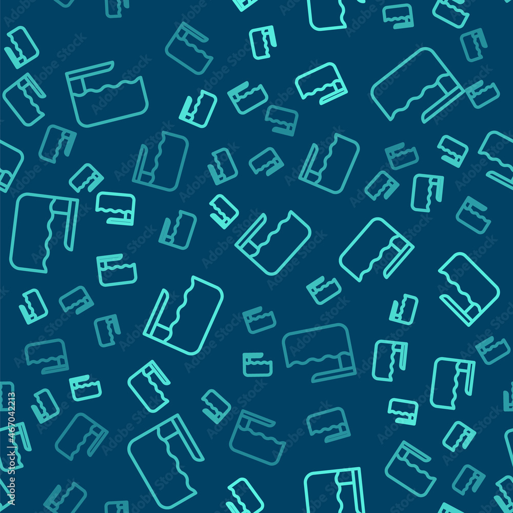 Green line Diving board or springboard icon isolated seamless pattern on blue background. Vector Green line Diving board or springboard icon isolated seamless pattern on blue background. Vector