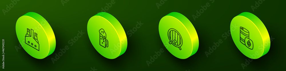 Set Isometric line Pack of beer bottles, Wooden mug, barrel and Metal keg icon. Vector Set Isometric line Pack of beer bottles, Wooden mug, barrel and Metal keg icon. Vector