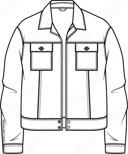 JACKET vector, OUTER Fashion technical drawings flat Sketches vector template