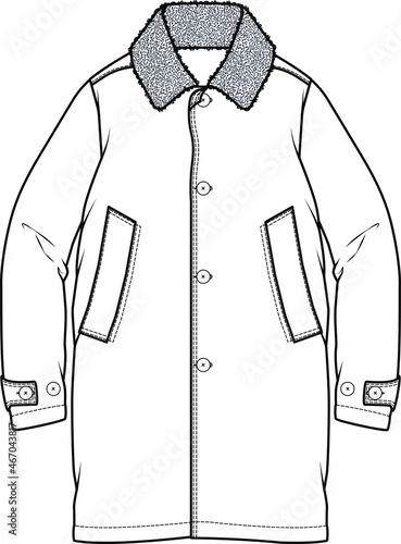 Men's coat VECTOR, trench coat, OUTER Fashion technical drawings flat Sketches vector template