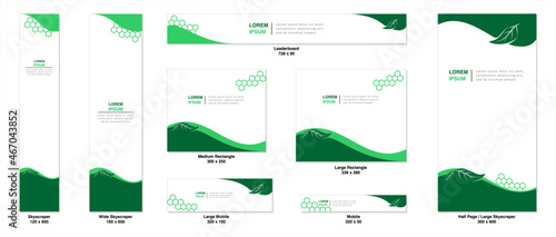 Set of web banners with standart size. vertical, horizontal and square template. vector illustration