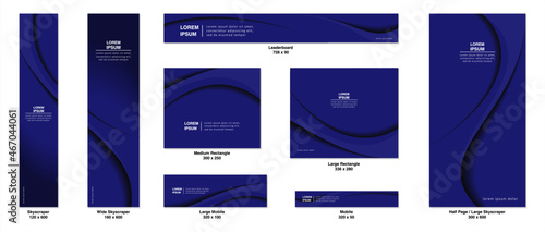 Set of web banners with standart size. vertical, horizontal and square template. vector illustration