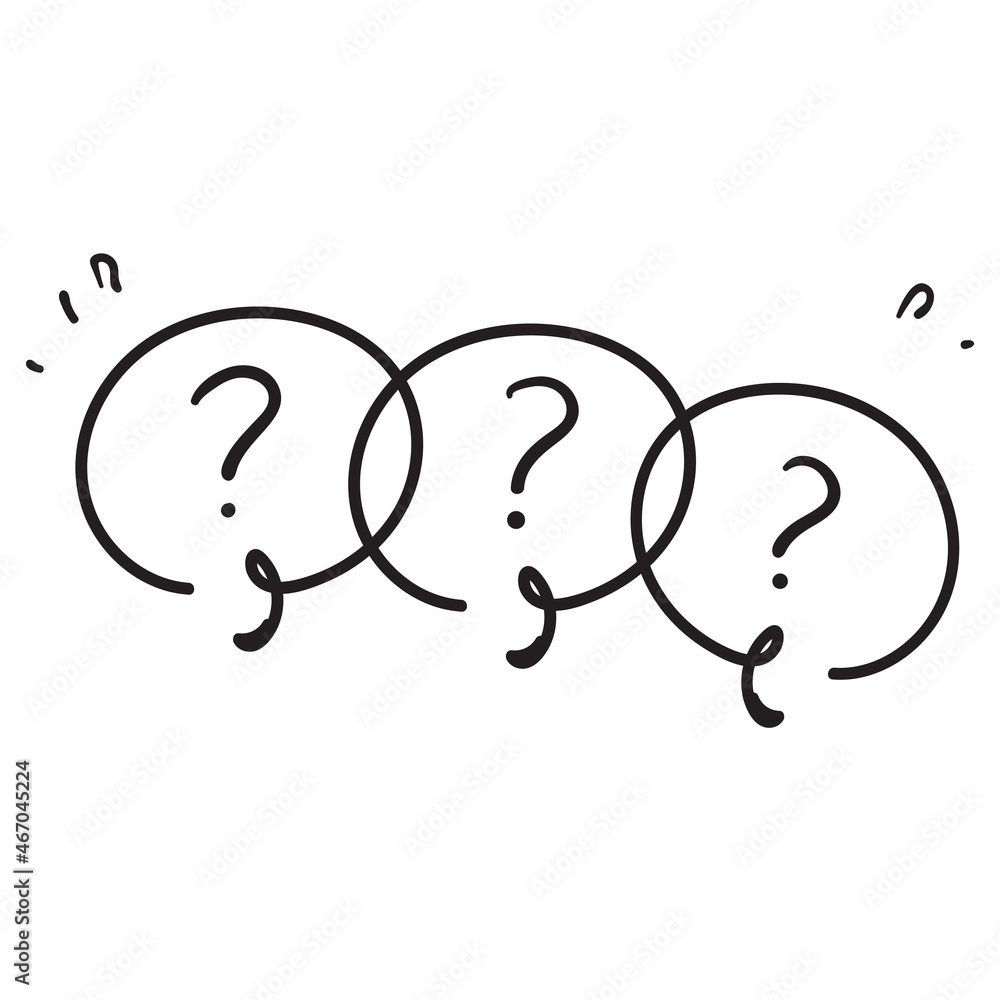 hand drawn doodle Message box with question mark icon hand drawn doodle Message box with question mark icon