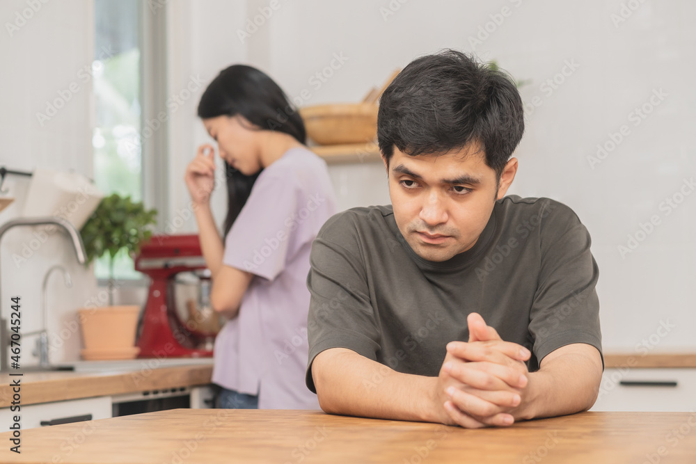 Breakup and depressed, asian young quarrel couple love fight relationship in trouble. Different people are emotion angry. Argue husband has expression, upset with wife. Problem of family people. Breakup and depressed, asian young quarrel couple love fight relationship in trouble. Different people are emotion angry. Argue husband has expression, upset with wife. Problem of family people.