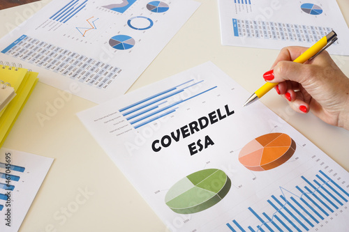 Business concept meaning COVERDELL ESA with phrase on the chart sheet. photo