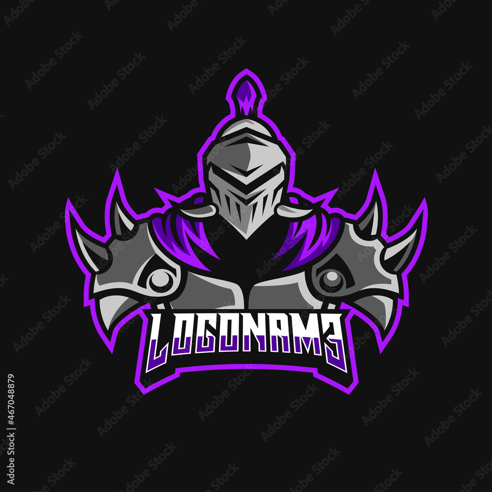 purple knight mascot logo illustration