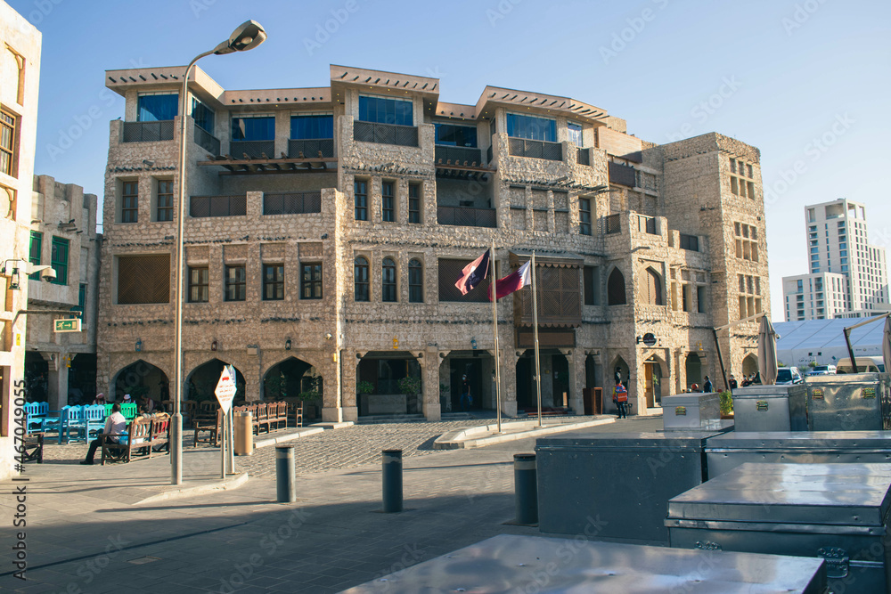 Historic building in Souq Waqif district of Doha, Qatar