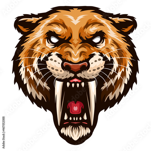 Cartoon angry tiger head mascot