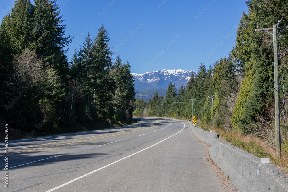 road in the mountains in British Columbia, Canada on a spring day