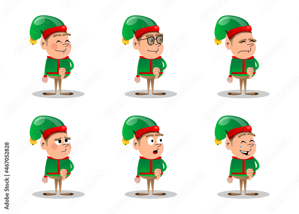 Christmas Elf showing dislike hand sign. Vector cartoon character illustration of Santa Claus's little worker, helper. Christmas Elf showing dislike hand sign. Vector cartoon character illustration of Santa Claus's little worker, helper.