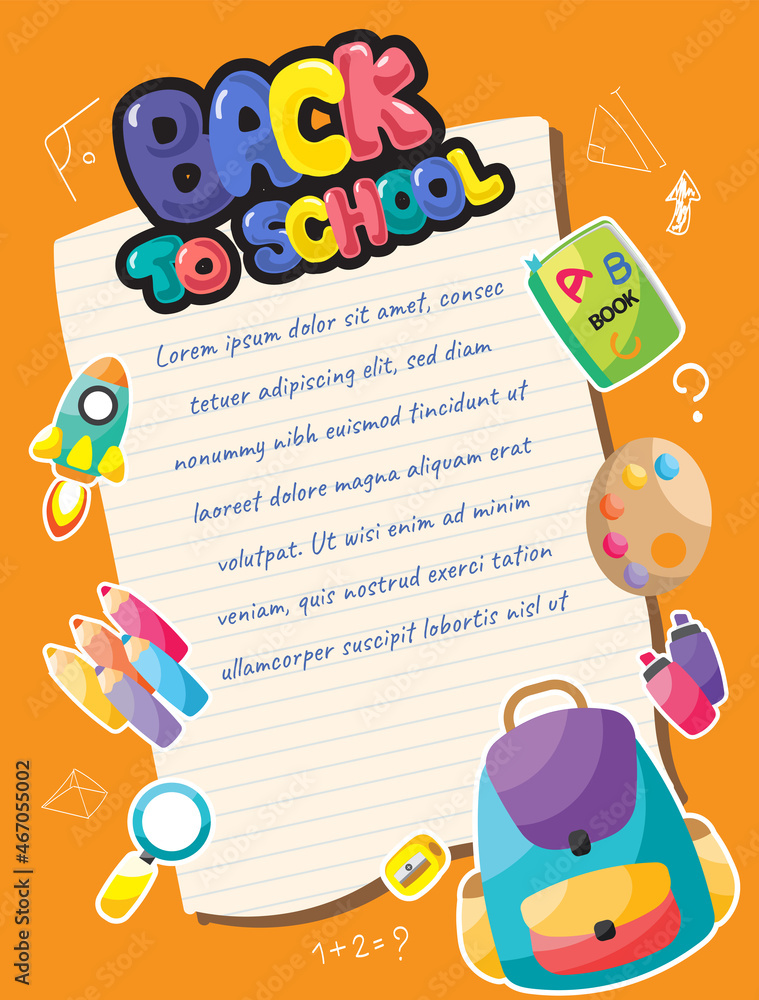 Fototapeta premium paper note vector frame background art design back to school 09