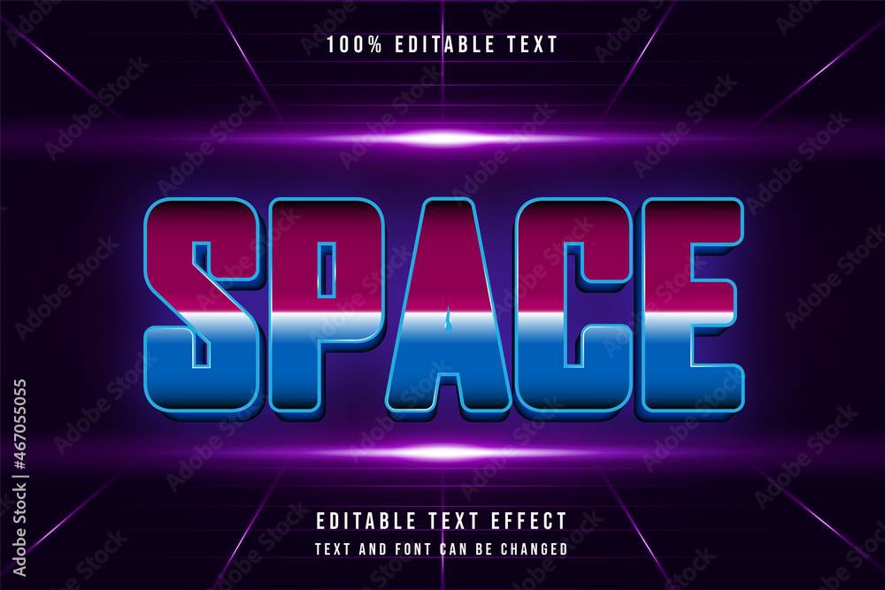 Space,,3 dimensions editable text effect pink gradation blue modern futurist style Space,,3 dimensions editable text effect pink gradation blue modern futurist style