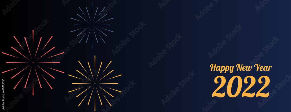 simple happy new year 2022 banner background with fireworks simple happy new year 2022 banner background with fireworks