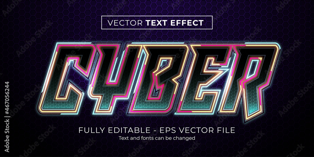 Cyber futuristic techno text effect style Stock Vector | Adobe Stock