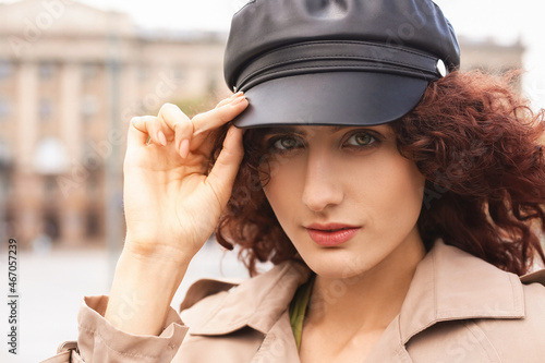 Beautiful woman with curly ...