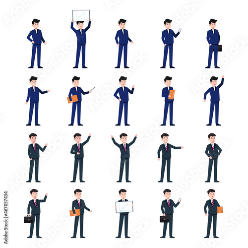 set of business man characters bundle vector illustration design