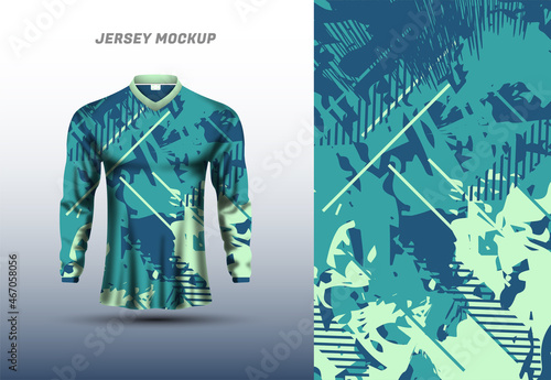Long sleeve sports jersey design for football, racing, cycling, game jersey. Vector.