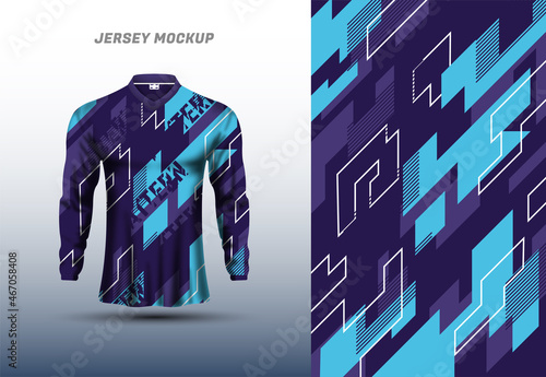 Long sleeve sports jersey design for football, racing, cycling, game jersey. Vector.