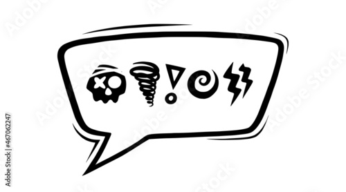 Swearing speech bubble censored with symbols. Hand drawn swear words in text bubbles to express exclamation and harsh mood. Vector illustration isolated in white background