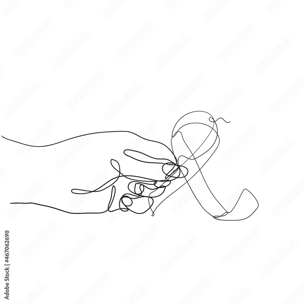 hand drawn awareness ribbon illustration in continuous line drawing hand drawn awareness ribbon illustration in continuous line drawing