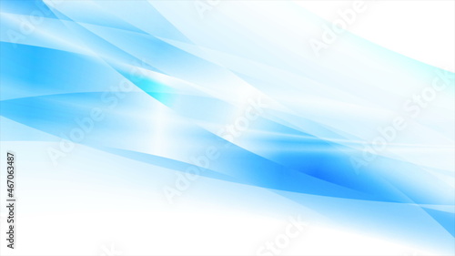 Bright blue glossy flowing waves abstract background