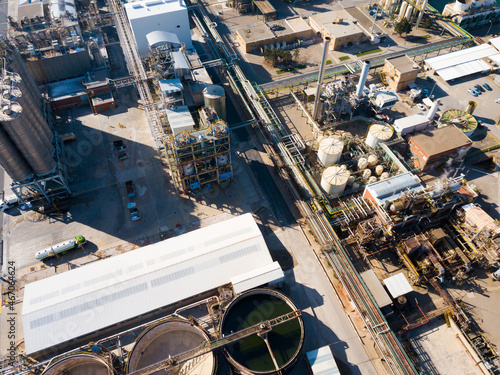 Aerial view of big industrial zone of chemical factory