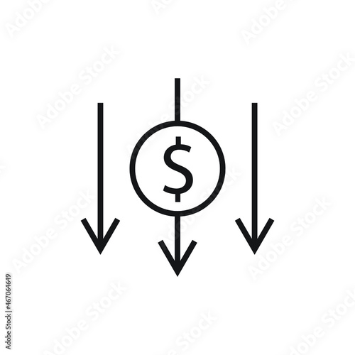 Financial risk icon  benefit reduce dollar  reduction cost  vector illustration