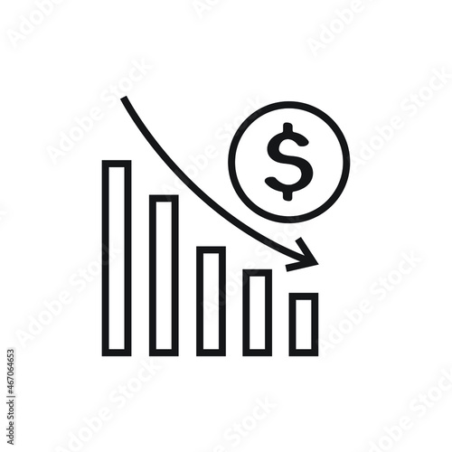 Financial risk icon  benefit reduce dollar  reduction cost  vector illustration