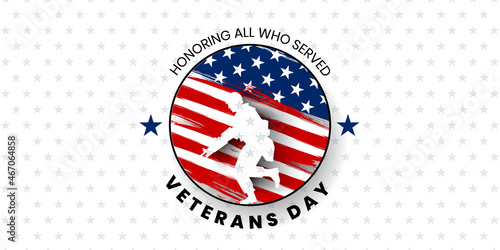 Veterans day poster. Veteran's day illustration with american flag, 11th November, Vector illustration