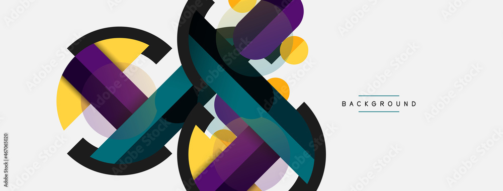 Geometric shapes composition abstract background. Circles lines and rectangles. Vector illustration for wallpaper banner background or landing page Geometric shapes composition abstract background. Circles lines and rectangles. Vector illustration for wallpaper banner background or landing page