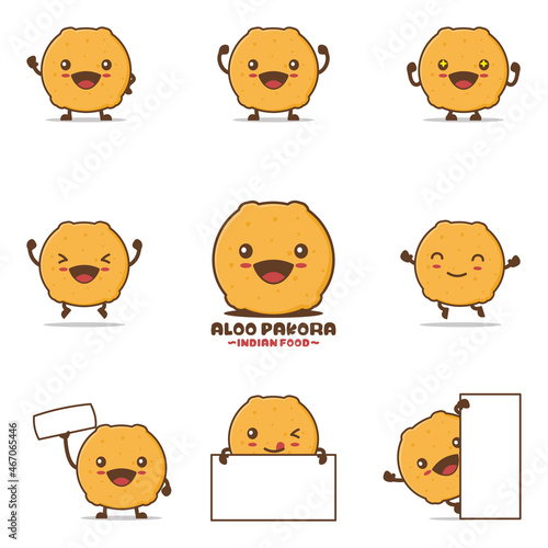 cute aloo pakora cartoon. indian food vector illustration