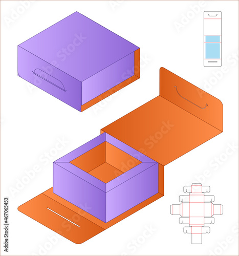 Box packaging die cut template design. 3d mock-up