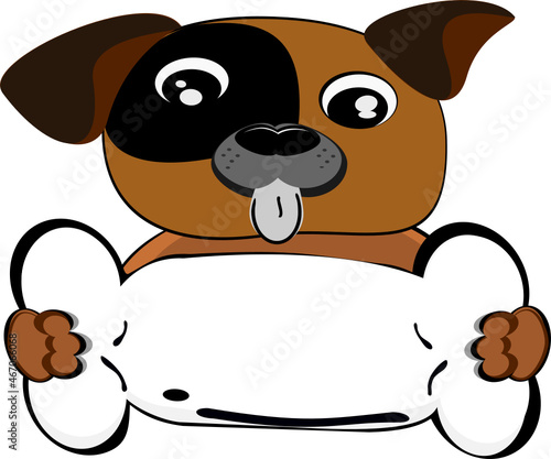 puppy dog brown bone facing many faces vector illustration cute pet fat dog