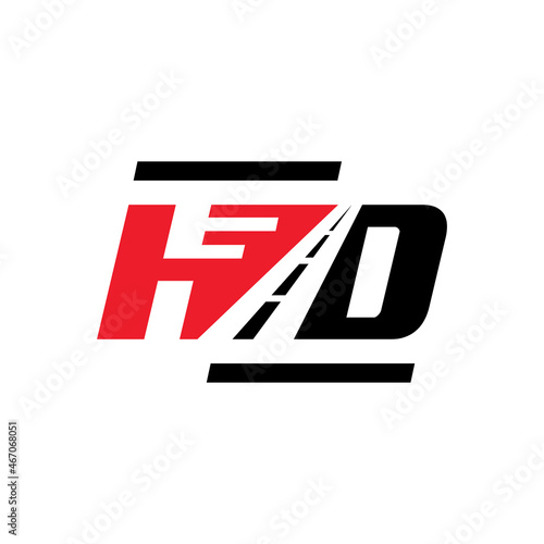 road illustration logo with letter HD