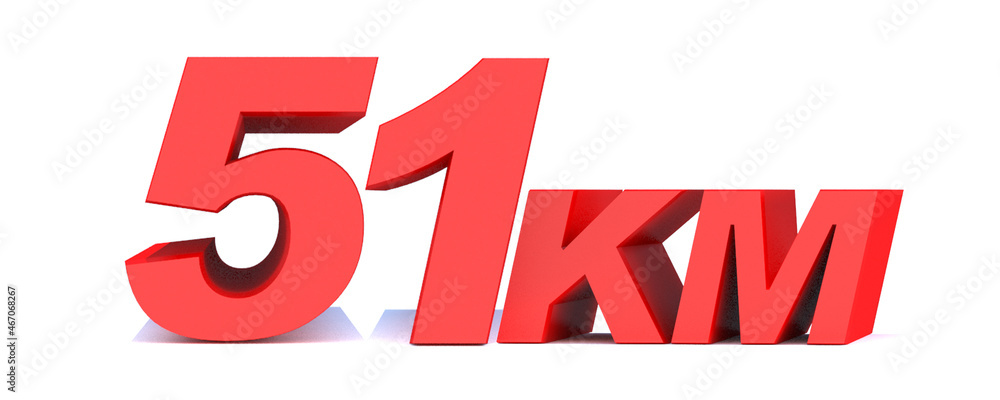 51 km word on white background. 3d illustration 51 km word on white background. 3d illustration