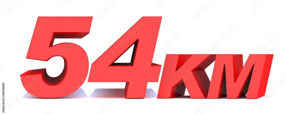 54 km word on white background. 3d illustration 54 km word on white background. 3d illustration