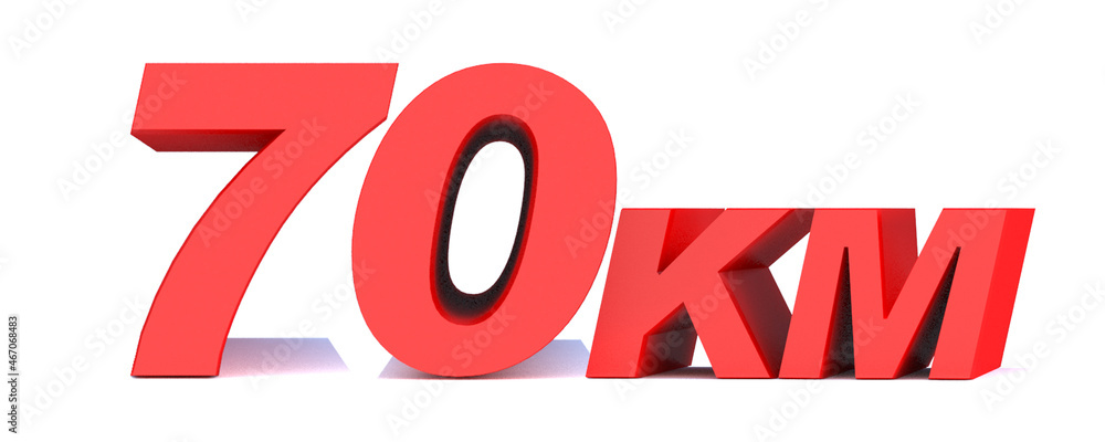 70 km word on white background. 3d illustration 70 km word on white background. 3d illustration