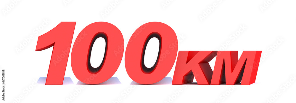 100 km word on white background. 3d illustration 100 km word on white background. 3d illustration