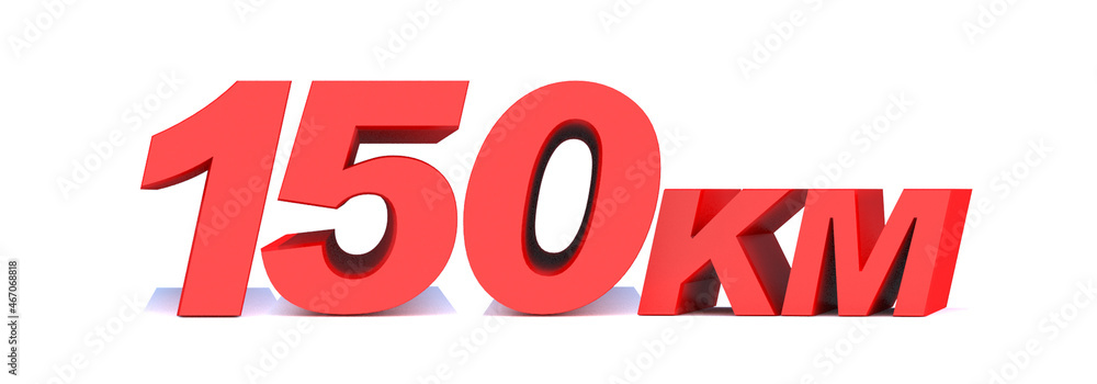 150 km word on white background. 3d illustration 150 km word on white background. 3d illustration