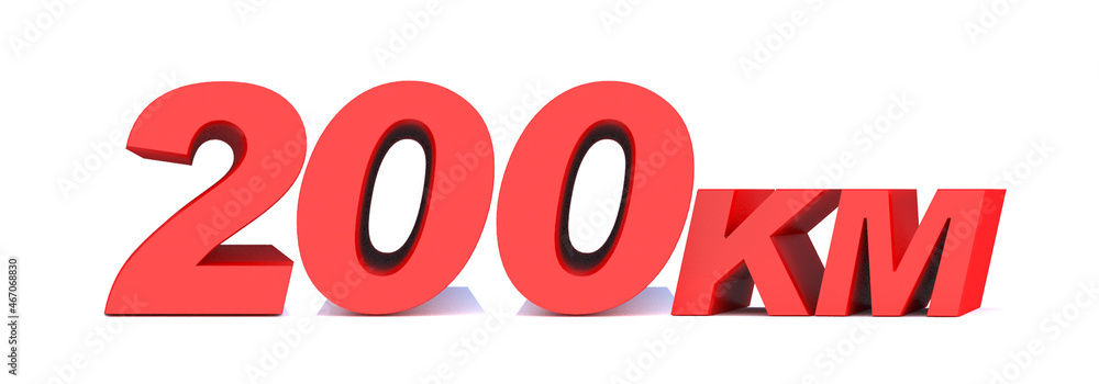 200 km word on white background. 3d illustration 200 km word on white background. 3d illustration